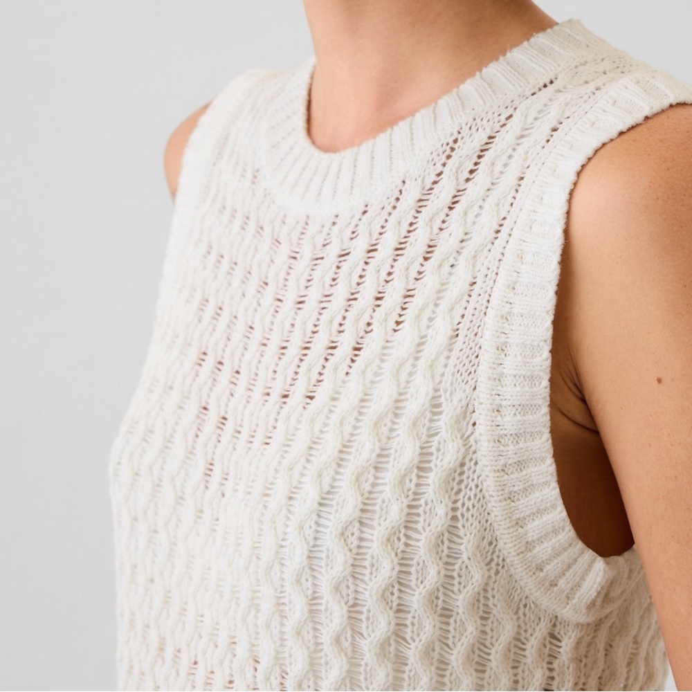 GAP Cream Knit Cable Sleeveless Tank Top